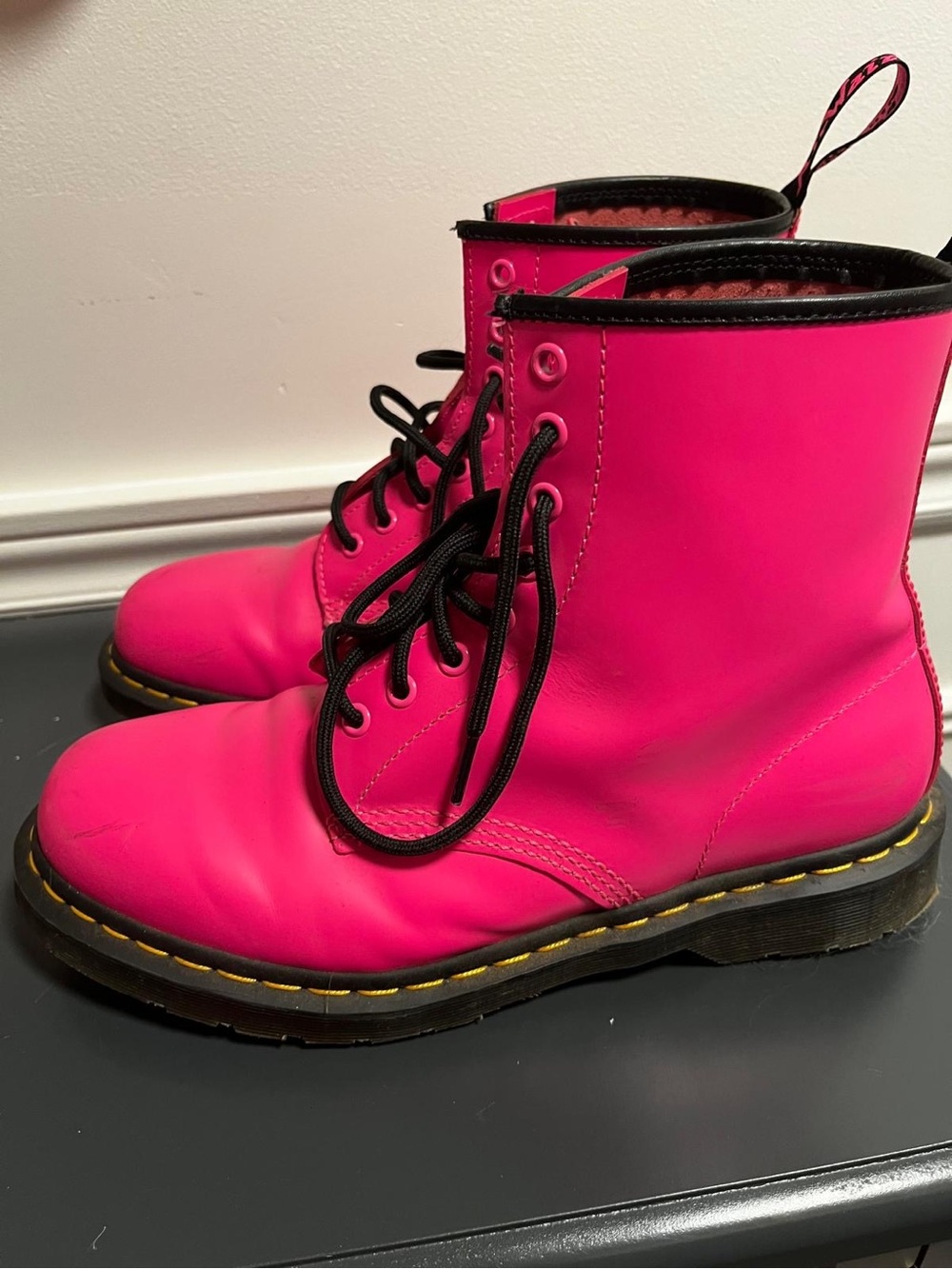 Dr. Martens Neon Pink Lace-Up Combat Boots